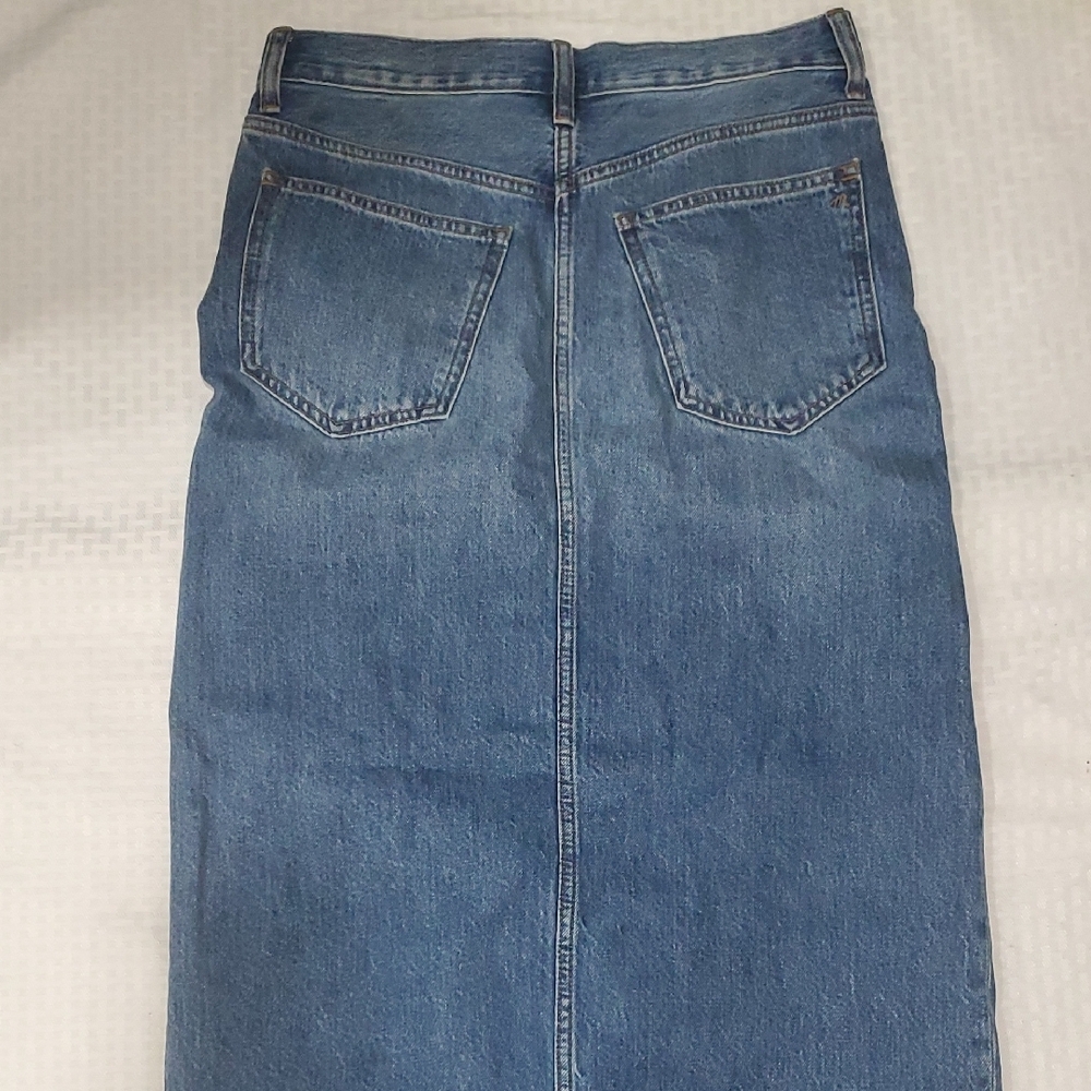 Madewell Blue Maxi Pencil Skirt with Slit - Picture 7 of 10